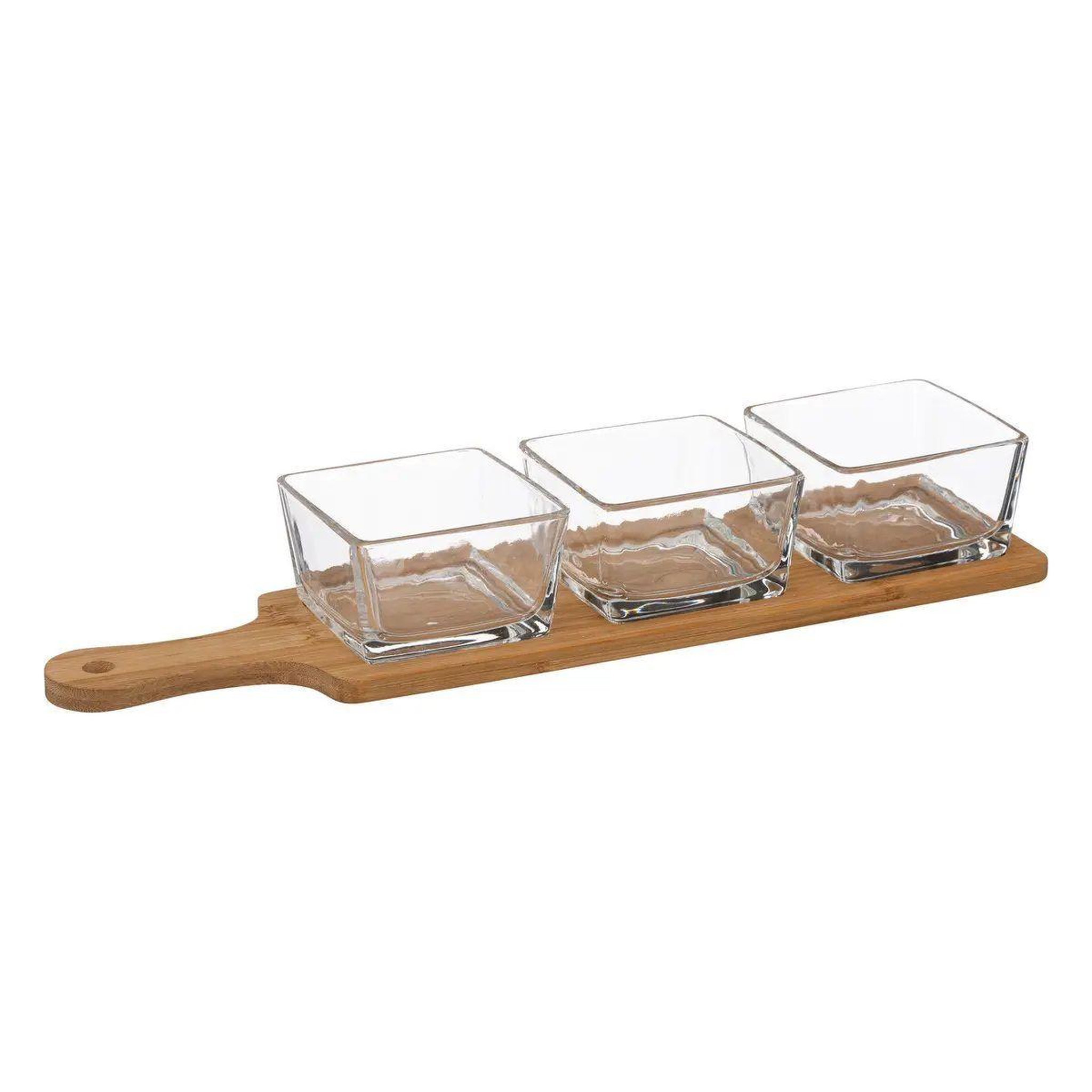 SECRET DE GOURMET Service Apéritif 4 Pièces  Bambou  40cm Transparent