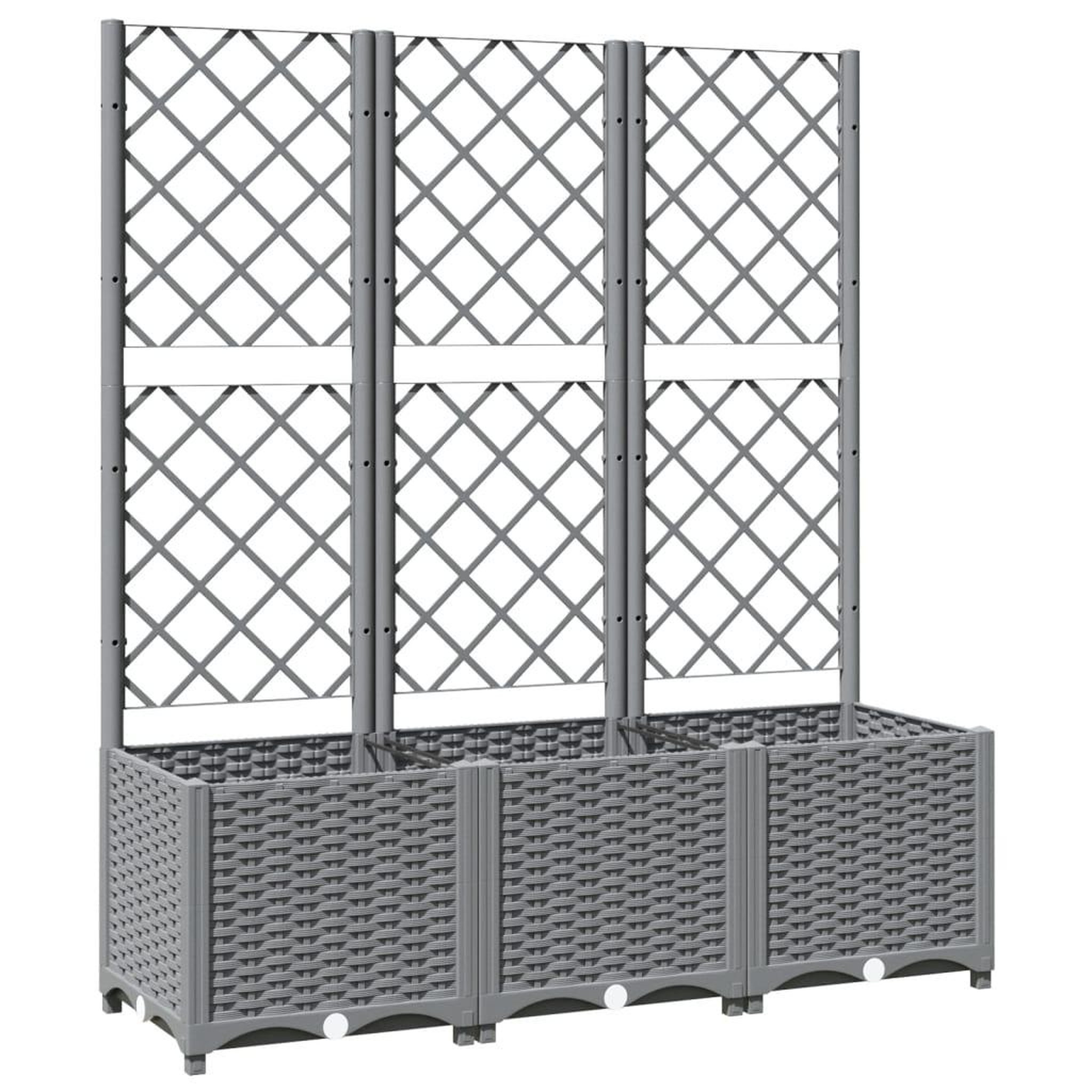 Voir la diapositive 2 : VIDAXL Jardiniere avec treillis Gris clair 120x40x136 cm PP