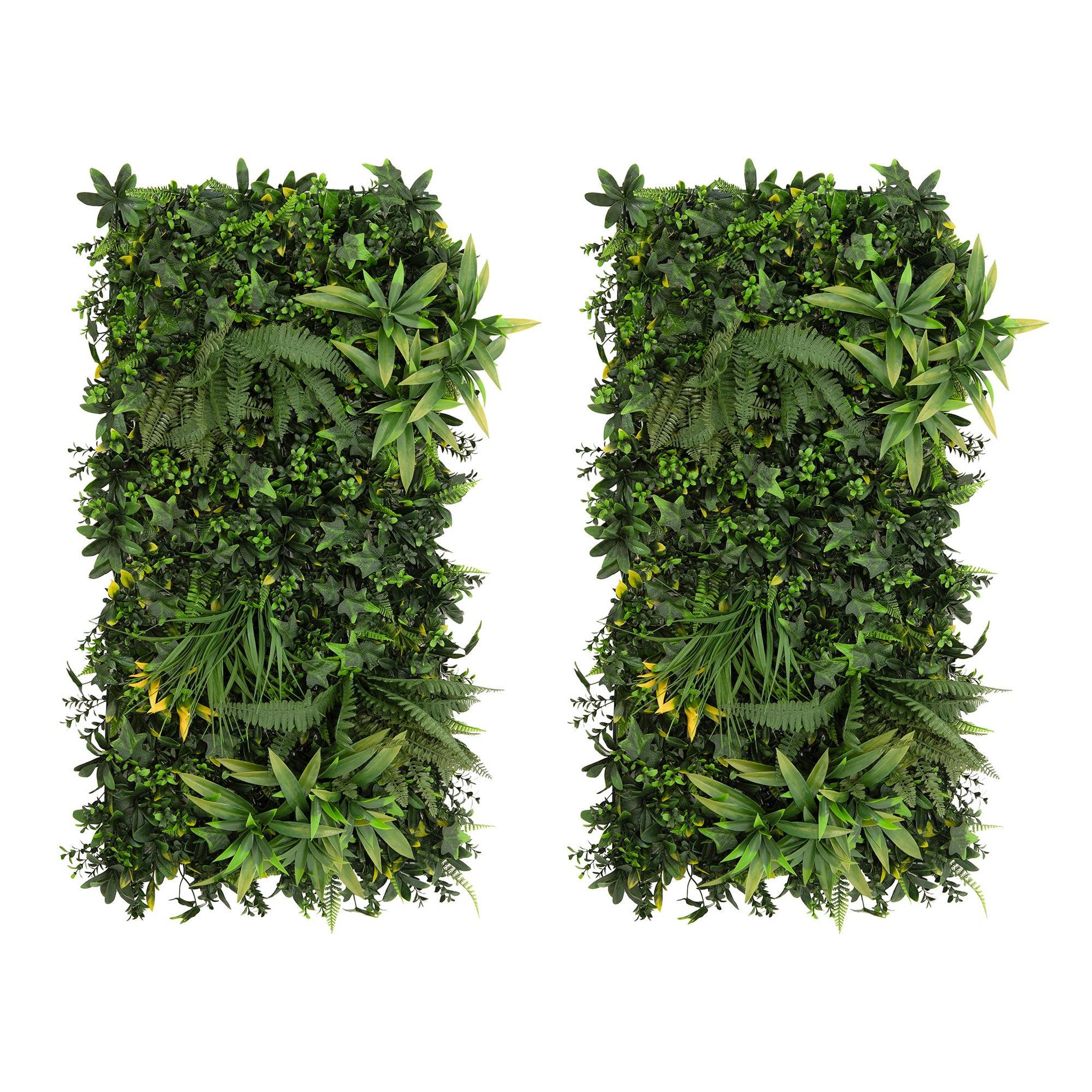 MONSTERSHOP Panneau mural végétal artificiel - 50 cm x 100 cm (2 pcs)