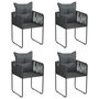 Voir la diapositive 1 : VIDAXL Chaises d'exterieur lot de 4 avec oreillers Resine tressee Noir