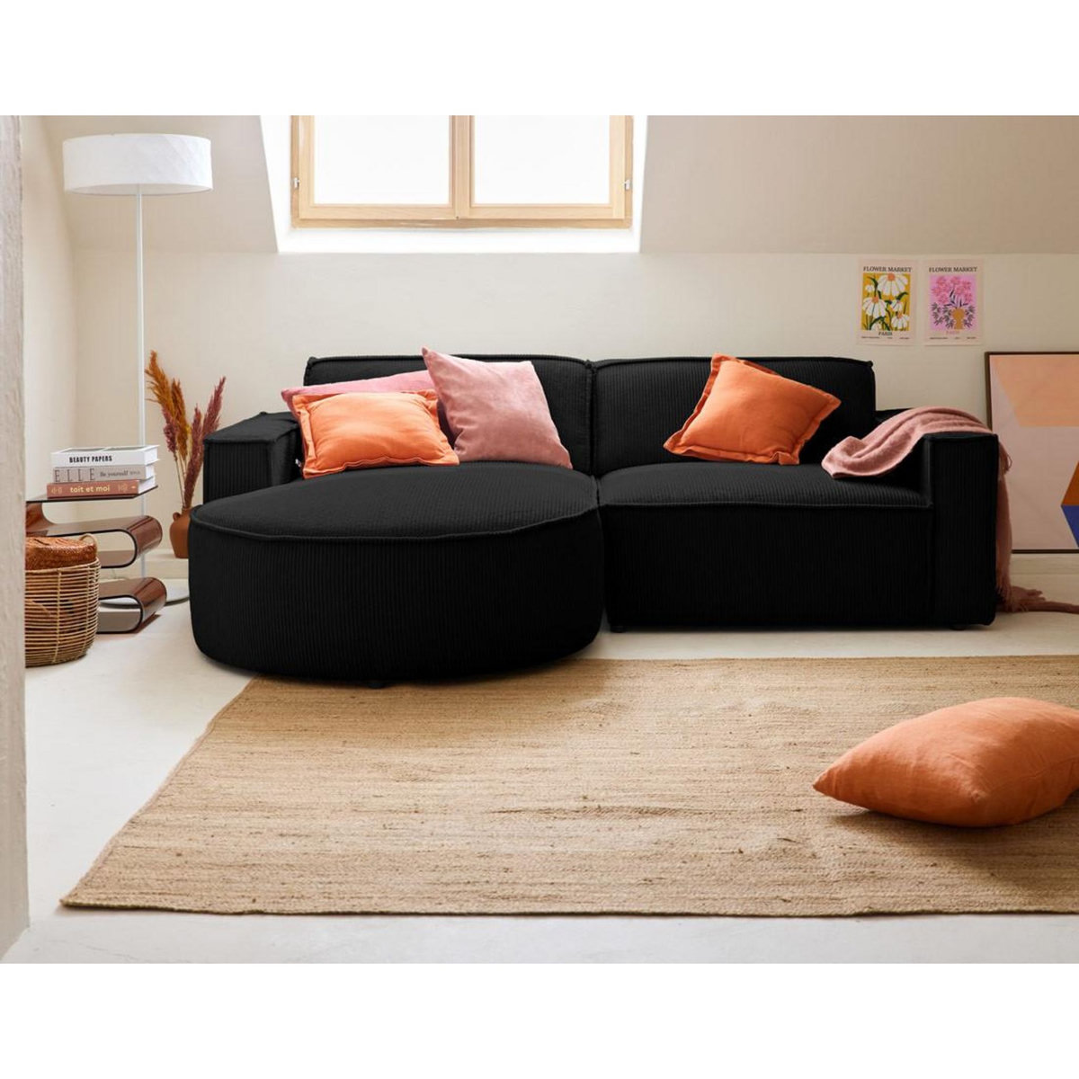 LISA DESIGN Spiaggia - canapé d'angle gauche - 4 places - en velours côtelé