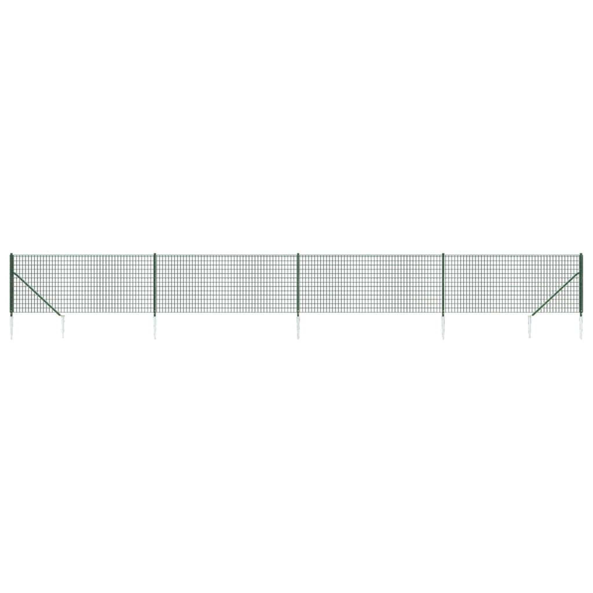 Voir la diapositive 2 : VIDAXL Cloture en treillis metallique et piquet d'ancrage vert 0,8x10m