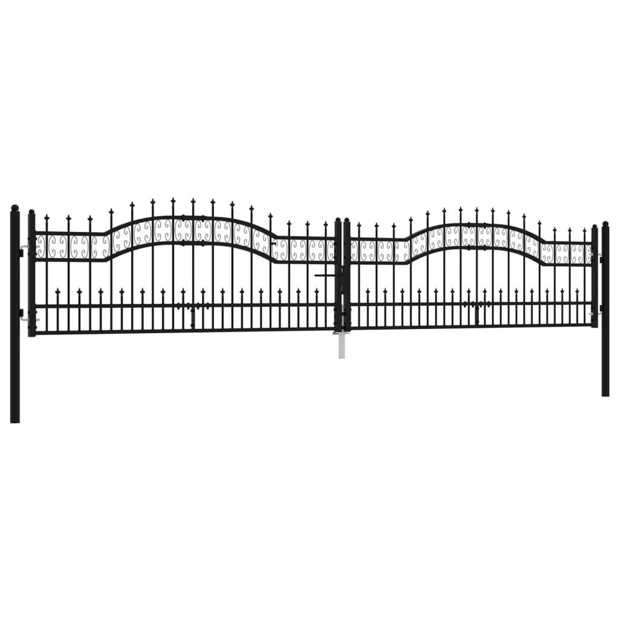 Voir la diapositive 3 : VIDAXL Portail et sommet de lance Noir 406x120 cm Acier enduit poudre
