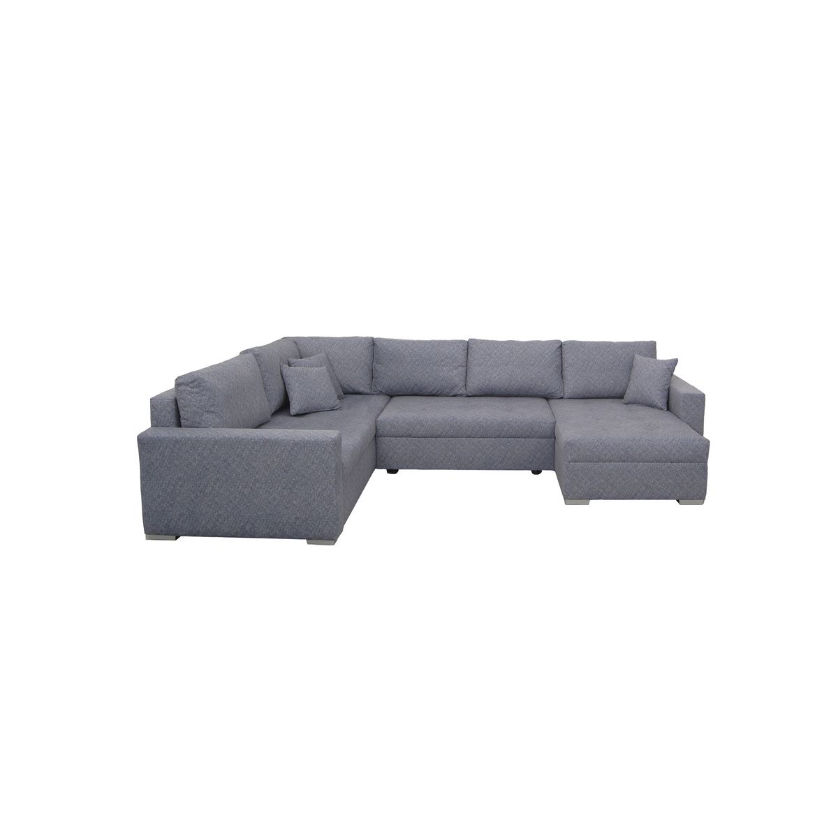 Canapé d'angle gauche convertible panoramique 5 places tissu avec coffre MAGNUS