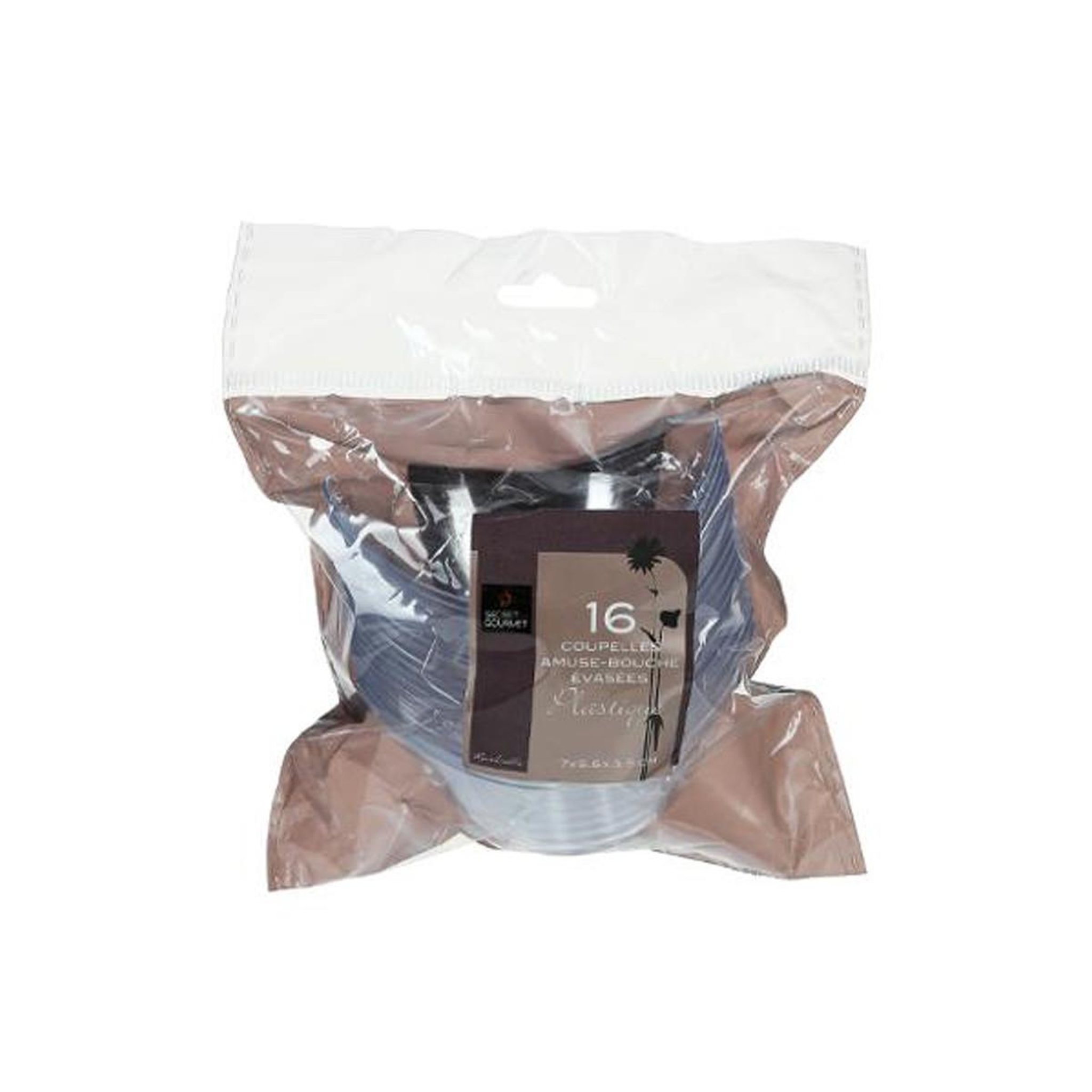 Voir la diapositive 2 : FIVE Lot de 16 verrines plastique réutilisable  evasé  7cl transparent