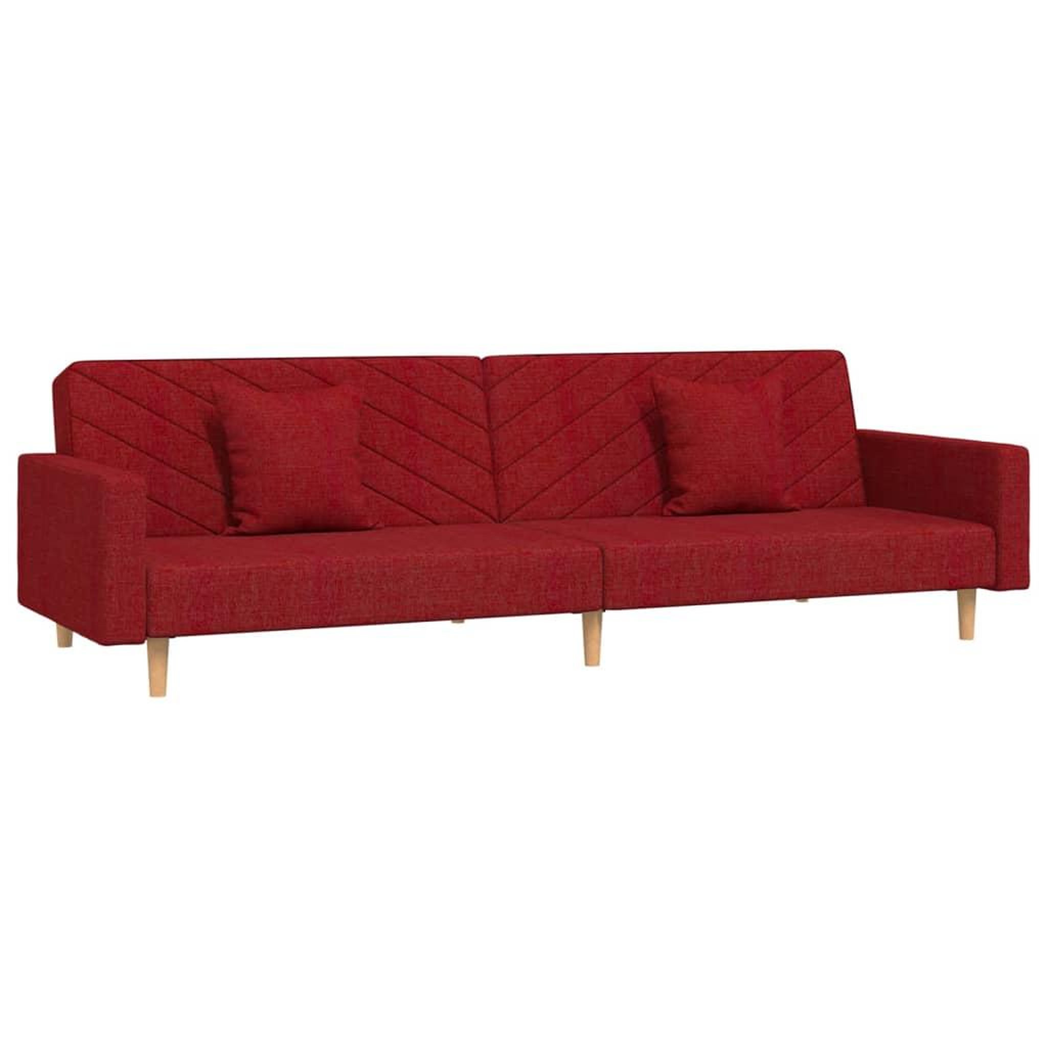 Voir la diapositive 2 : VIDAXL Canape-lit a 2 places avec deux oreillers rouge bordeaux tissu