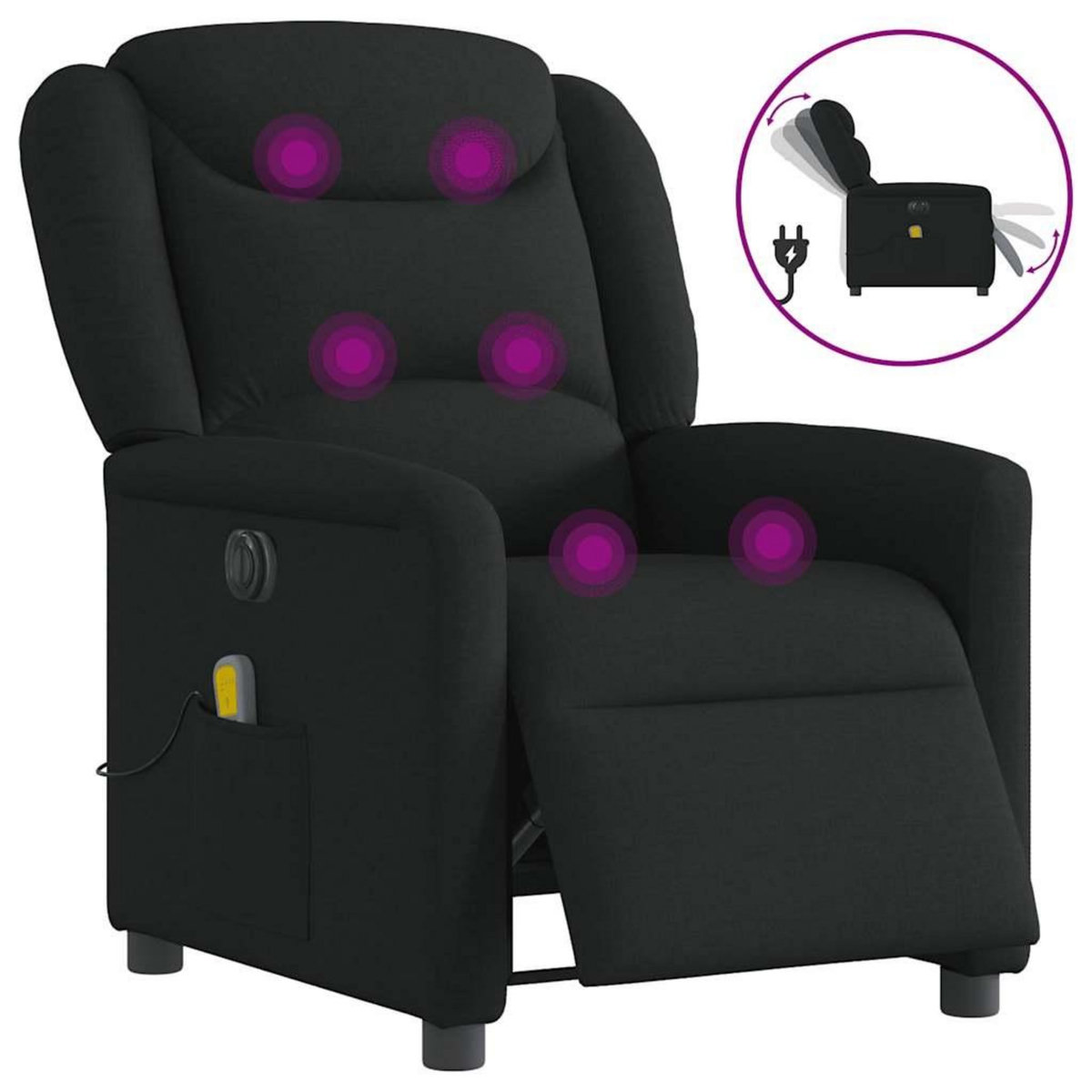 VIDAXL Fauteuil de massage inclinable electrique Noir Tissu