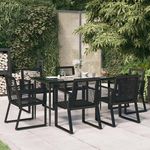 VIDAXL Ensemble a manger de jardin 7 pcs Noir Rotin PVC