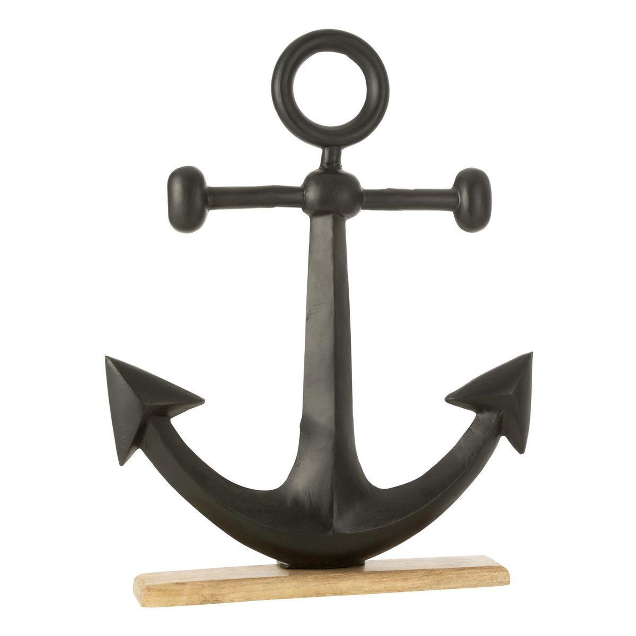 J-LINE Ancre déco sur socle  black lombok  76cm noir
