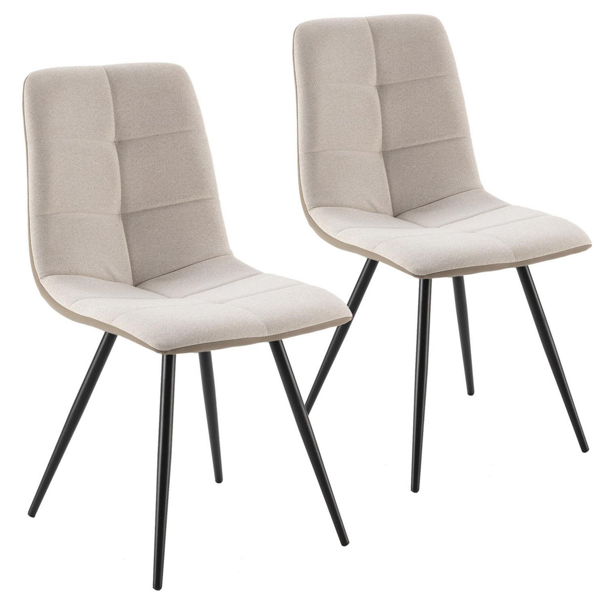VS VENTA-STOCK Pack de 2 chaises Praga, tissu et simili cuir Beige
