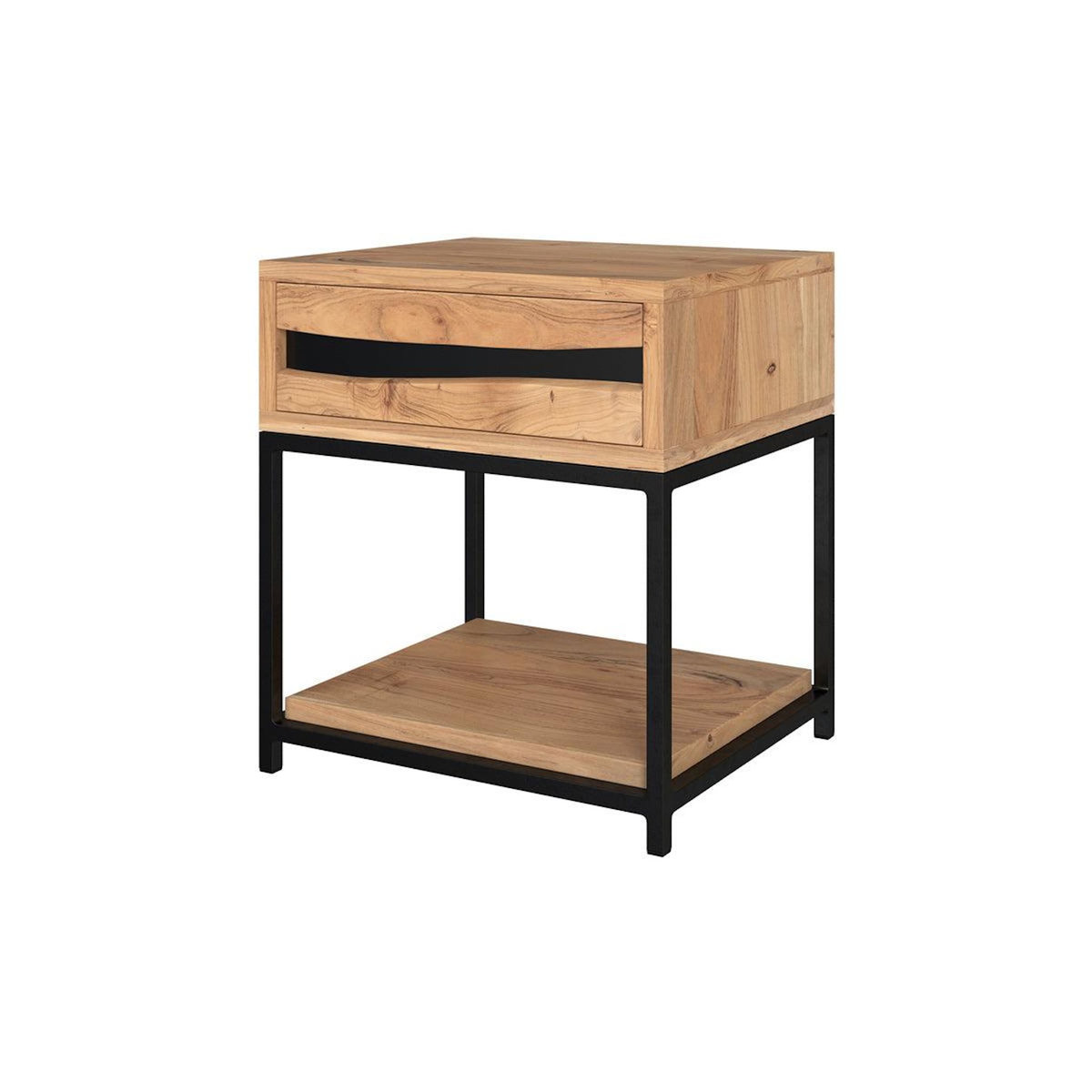 Rendez vous déco Table de chevet en bois d'acacia et métal, 1 tiroir et 1 étagère-Alabama