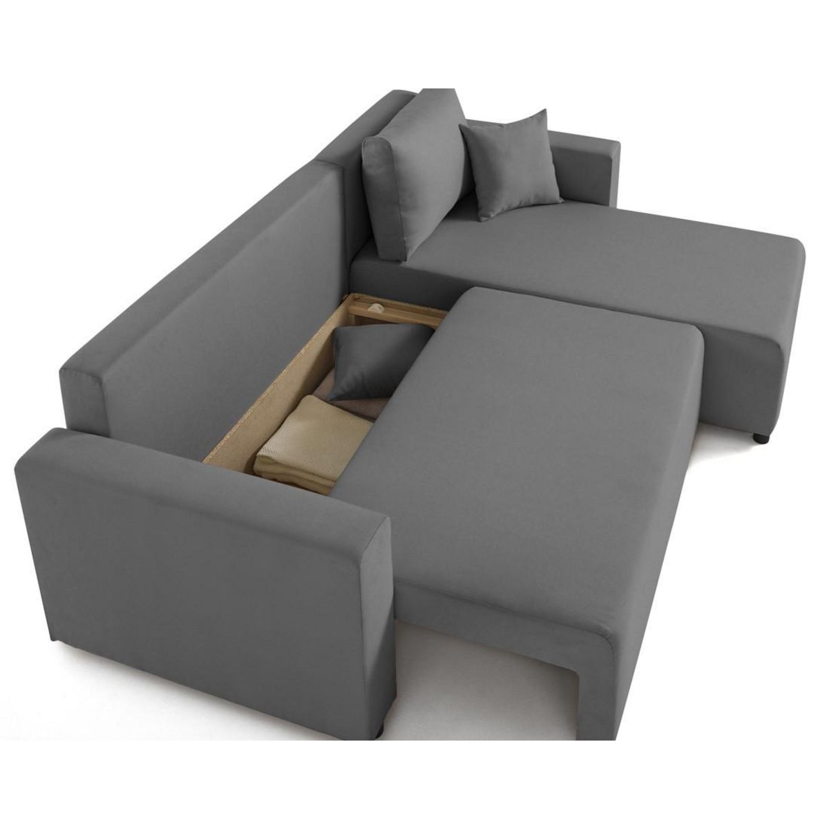 BEST MOBILIER Regala - canapé d'angle réversible - 4 places - convertible avec coffre - en tissu