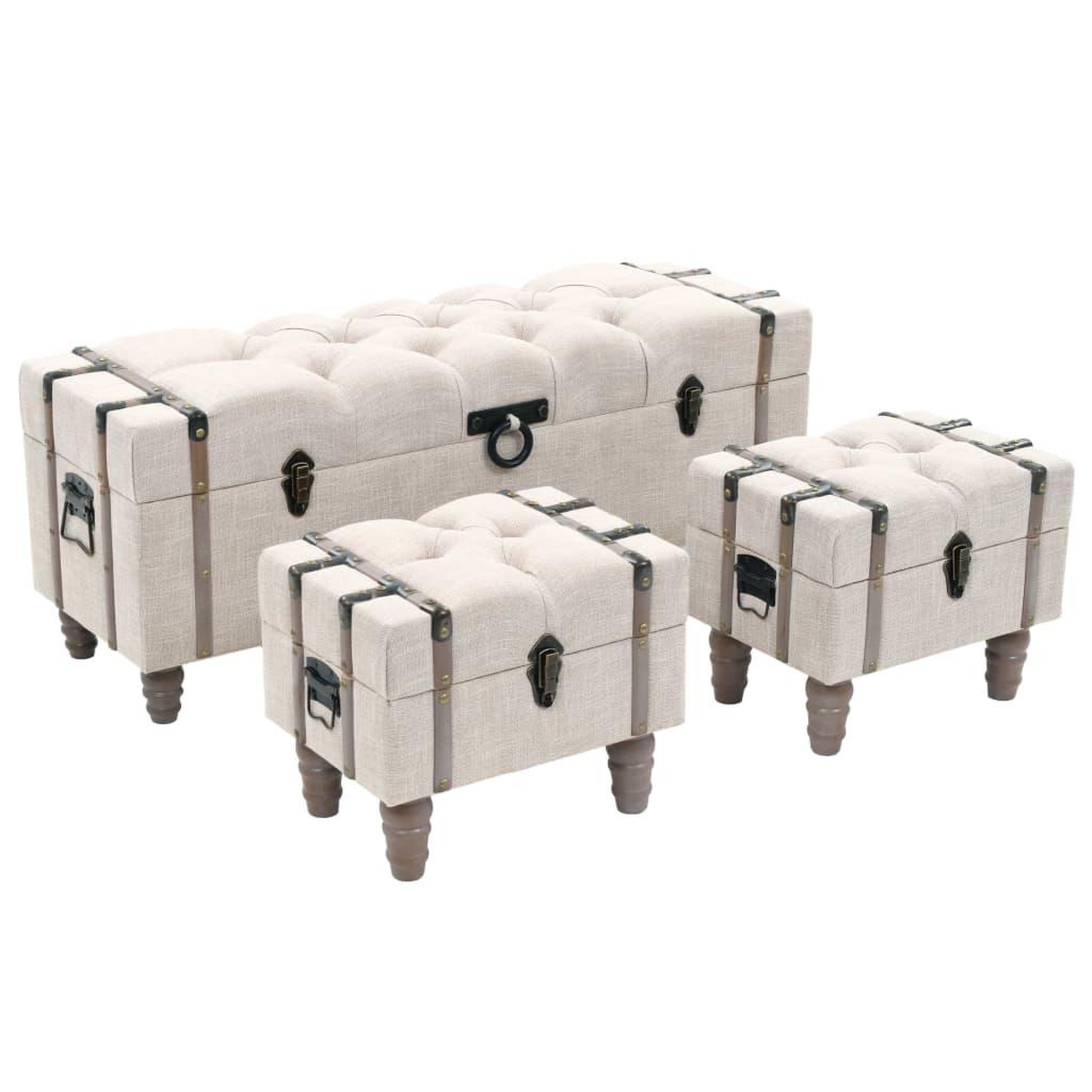 VIDAXL Ensemble de bancs de rangement 3 pcs bois massif et acier
