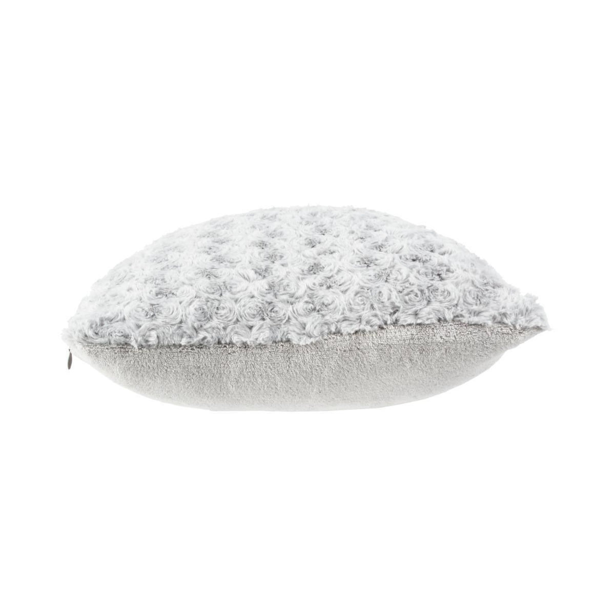 ATMOSPHERA Coussin Imitation Fourrure  Bouclée  45x45cm Gris Clair