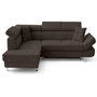 Voir la diapositive 1 : BEST MOBILIER Lisbona - canapé d'angle gauche 5 places convertible avec têtières en velours côtelé