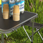 Voir la diapositive 4 : OUTSUNNY Ensemble table et chaises pliantes de camping - Hauteur table réglable, Trou de parasol - Gris foncé