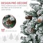 Voir la diapositive 6 : HOMCOM Sapin de Noël artificiel avec 28 pommes de pin arbre de Noël 269 branches enneigées support en acier socle pliable hauteur 120 cm vert