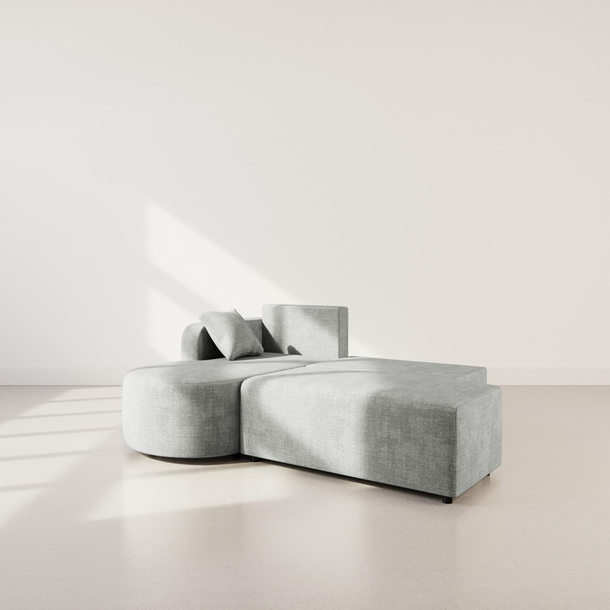 Voir la diapositive 2 : BEST MOBILIER Miro - canapé d'angle gauche 4 places convertible avec coffre en velours texturé