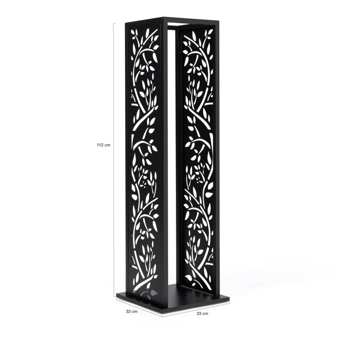 ID MARKET Range bûches vertical acier noir motif arbre H.112 CM pour cheminée