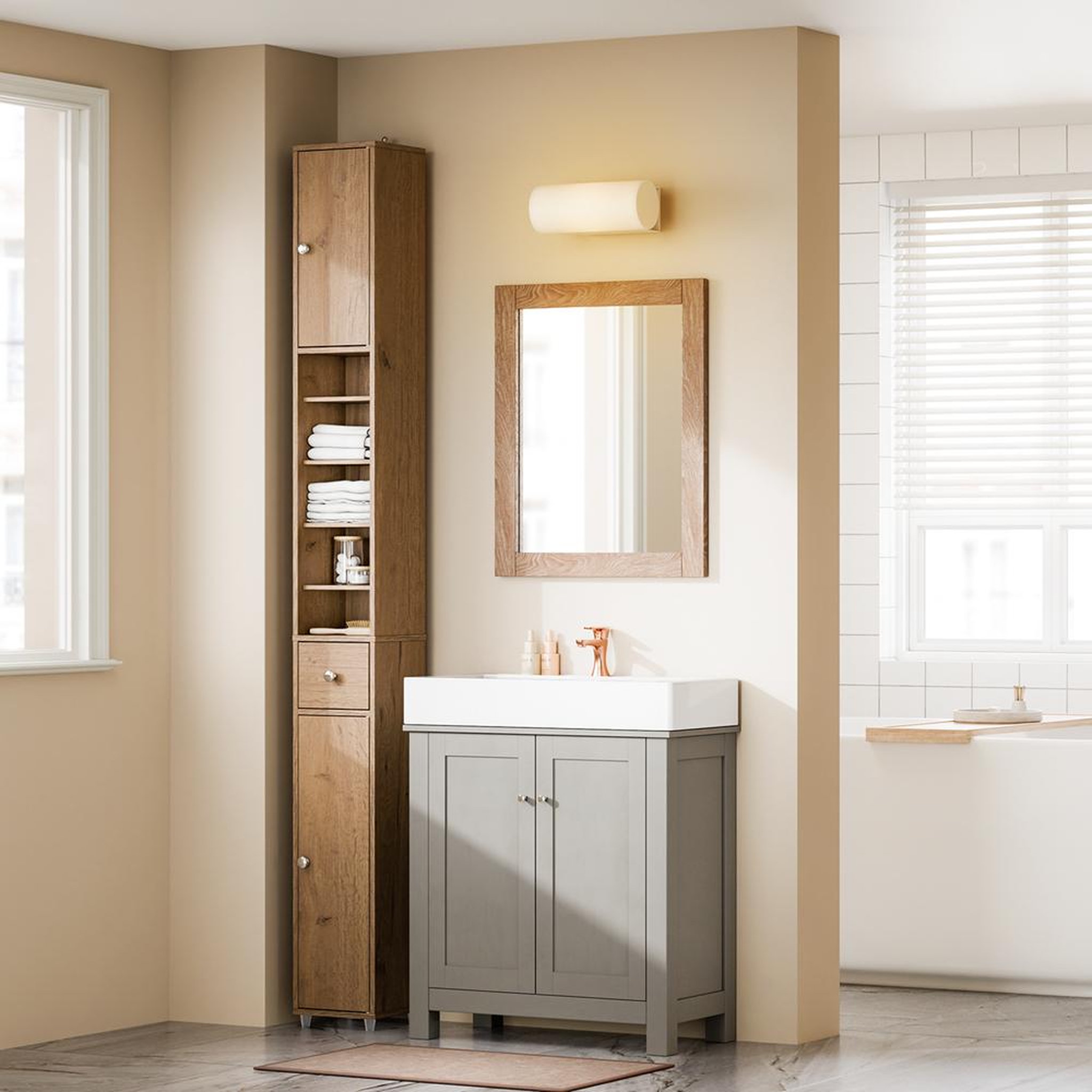 Voir la diapositive 5 : SOBUY SoBuy - Colonne De Salle De Bain à un tiroir - Fonctionnel - BZR34-II