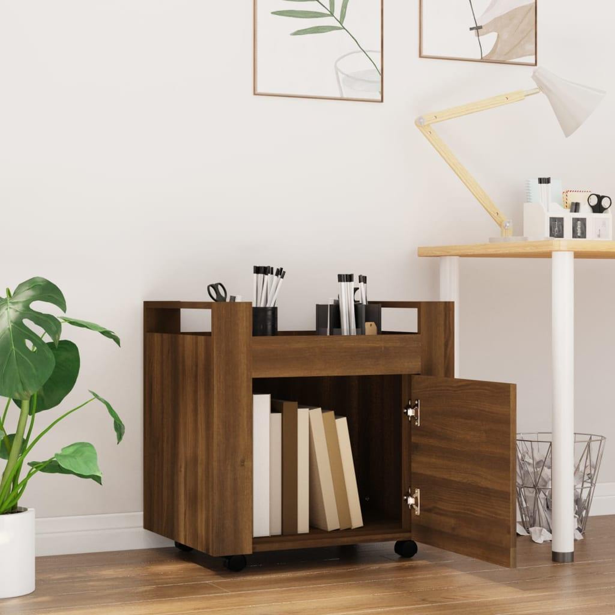 Voir la diapositive 3 : VIDAXL Chariot de bureau Chene marron 60x45x60 cm Bois d'ingenierie