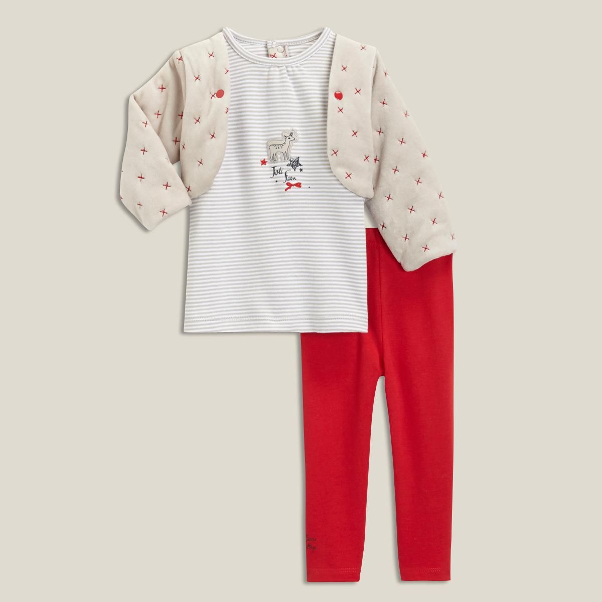 SUCRE D'ORGE Ensemble tee-shirt, legging et bolero bébé