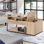 Voir la diapositive 3 : ID MARKET Table basse plateau relevable rectangulaire DETROIT avec coffre design industriel