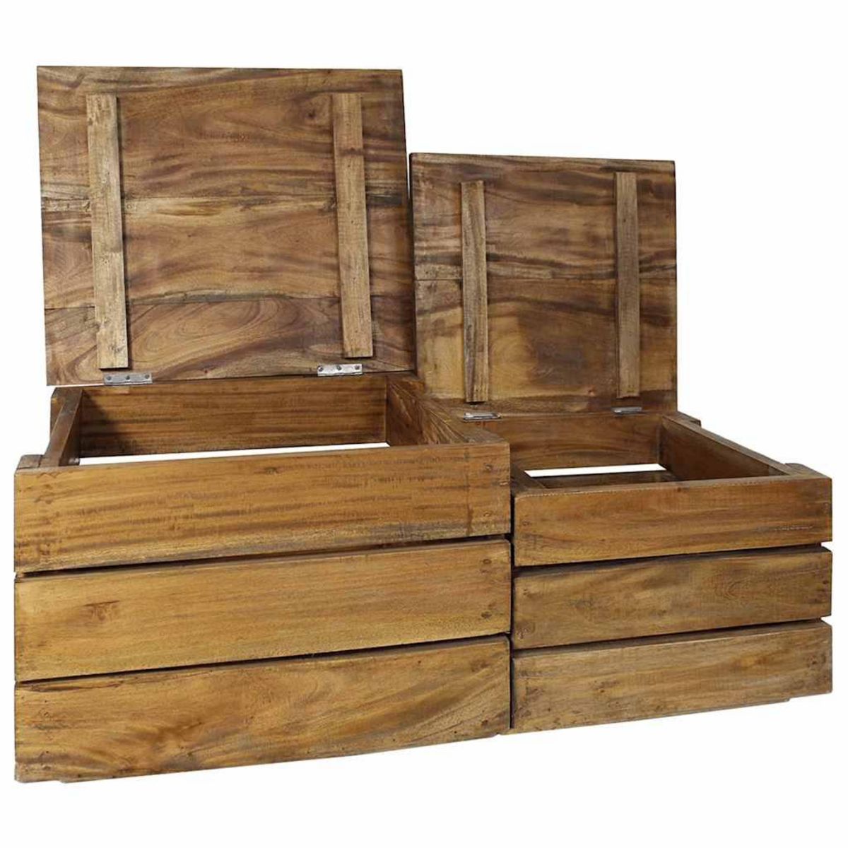 VIDAXL Ensemble de caisse de rangement 2 pcs bois d'acajou massif