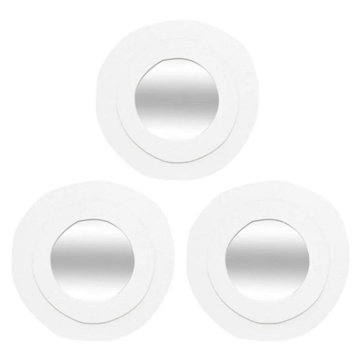 ATMOSPHERA Lot de 3 Miroirs Ronds  Emily  25cm Blanc