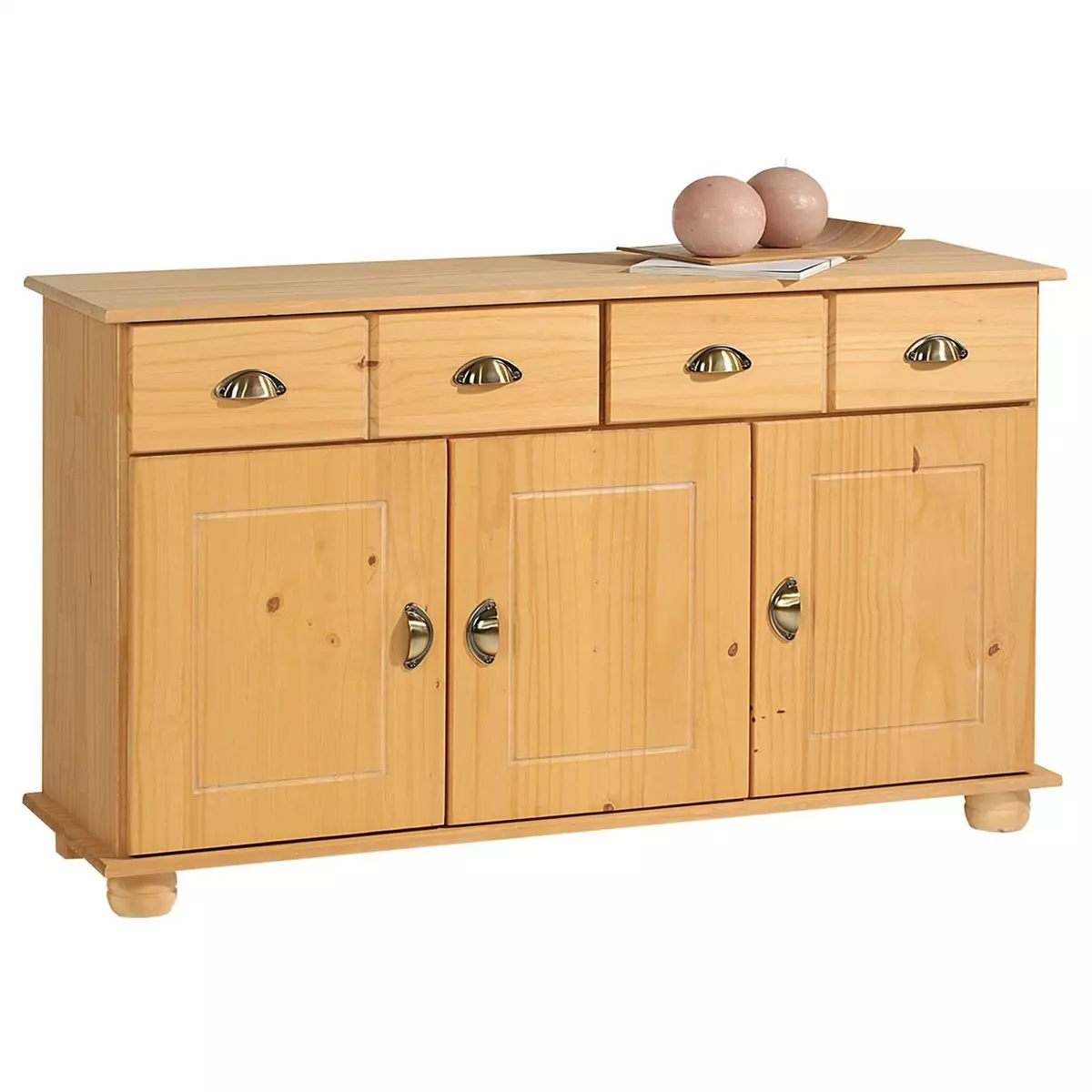 IDIMEX Buffet COLMAR commode bahut vaisselier meuble bas rangement avec 2 tiroirs et 3 portes, en pin massif ciré