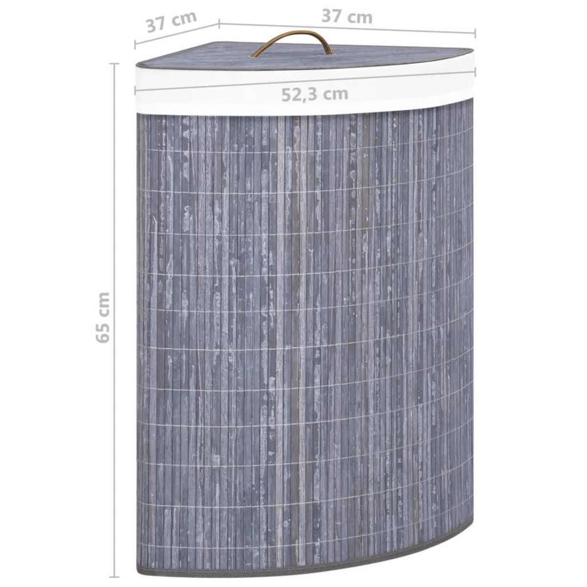 VIDAXL Panier a linge d'angle Bambou Gris 60 L