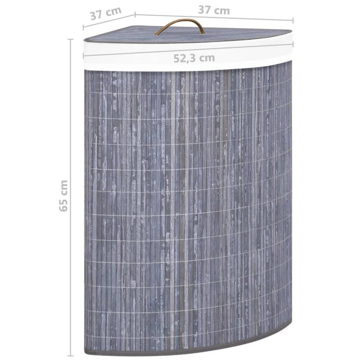 VIDAXL Panier a linge d'angle Bambou Gris 60 L