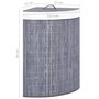 Voir la diapositive 6 : VIDAXL Panier a linge d'angle Bambou Gris 60 L