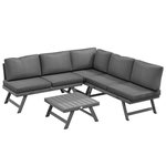 OUTSUNNY Ensemble salon de jardin d'angle 5 places style contemporain avec table basse coussins acier alu gris