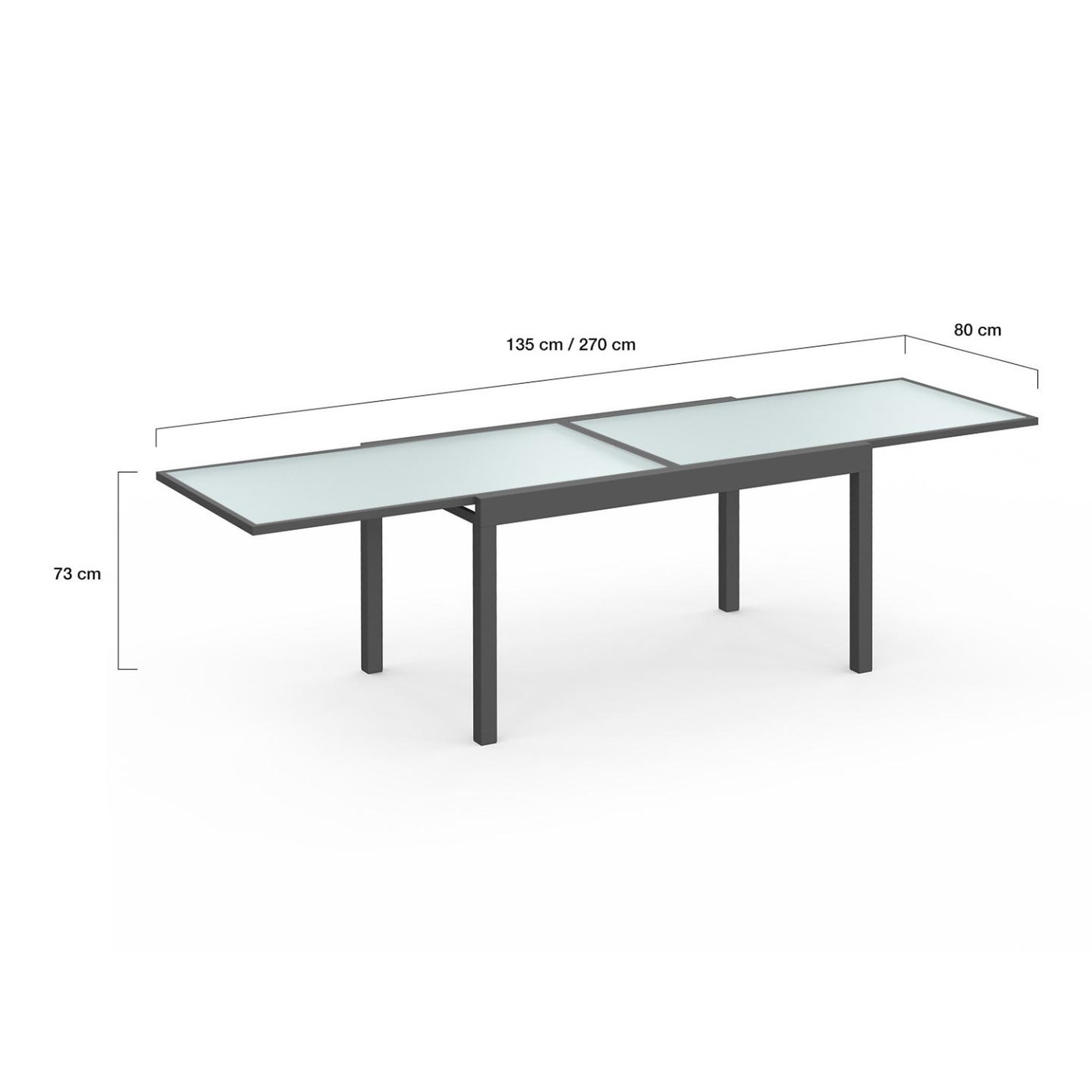 Voir la diapositive 6 : ID MARKET Salon de jardin madrid table extensible 135-270 cm et 12 chaises empilables gris anthracite
