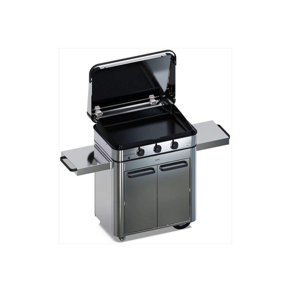 Eno Plancha gaz Combo enosign 80 inox 3 brûleurs sur chariot, 69x40 cm
