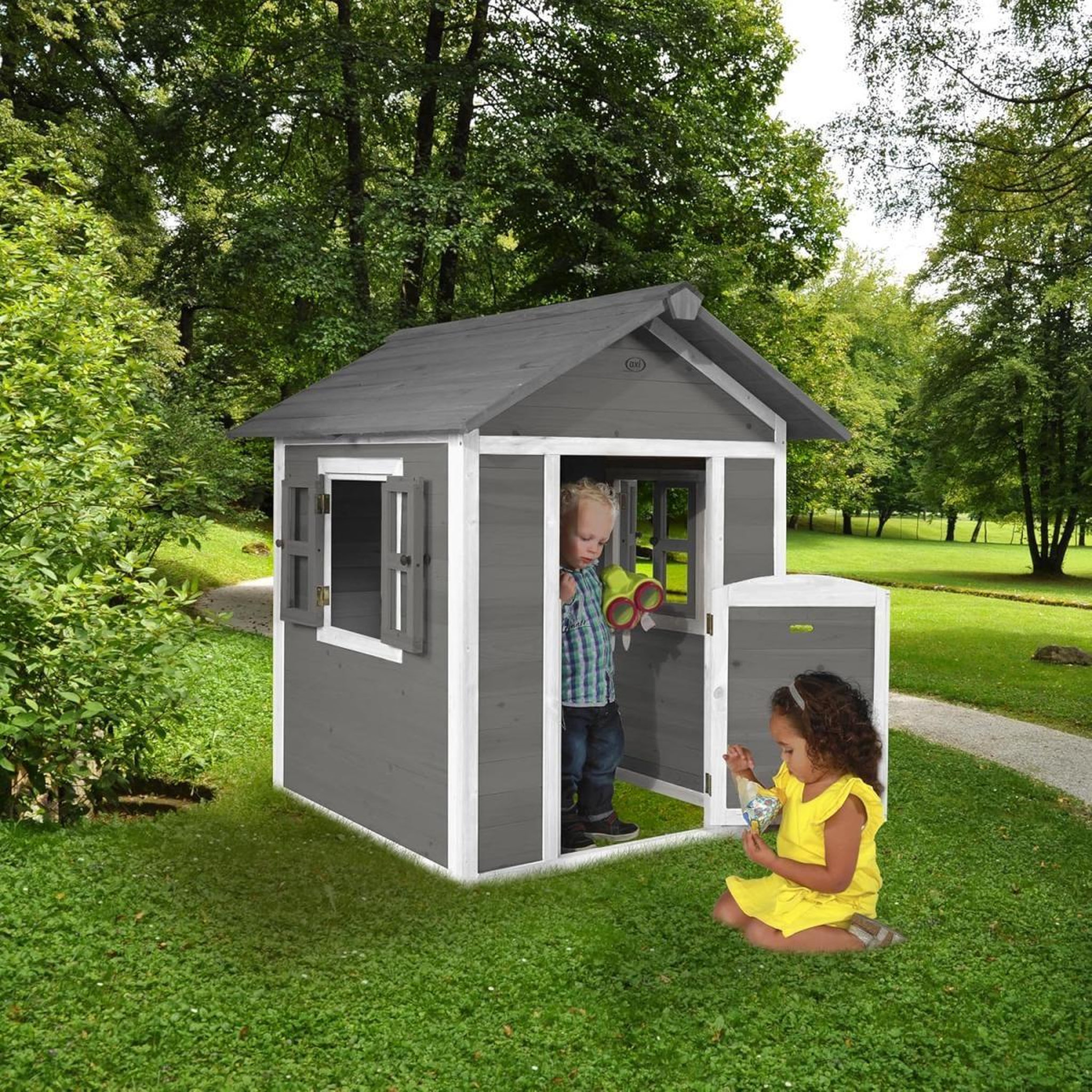 Voir la diapositive 2 : Axi House Maisonnette lodge gris blanc
