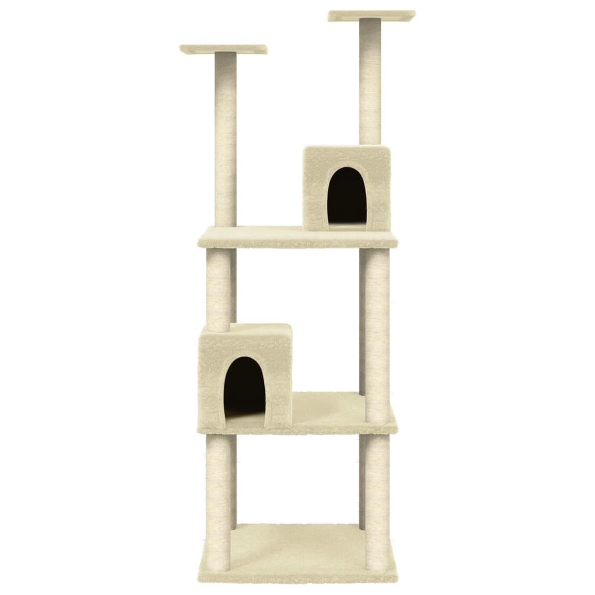 Voir la diapositive 4 : VIDAXL Arbre a chat avec griffoirs en sisal Creme 141 cm