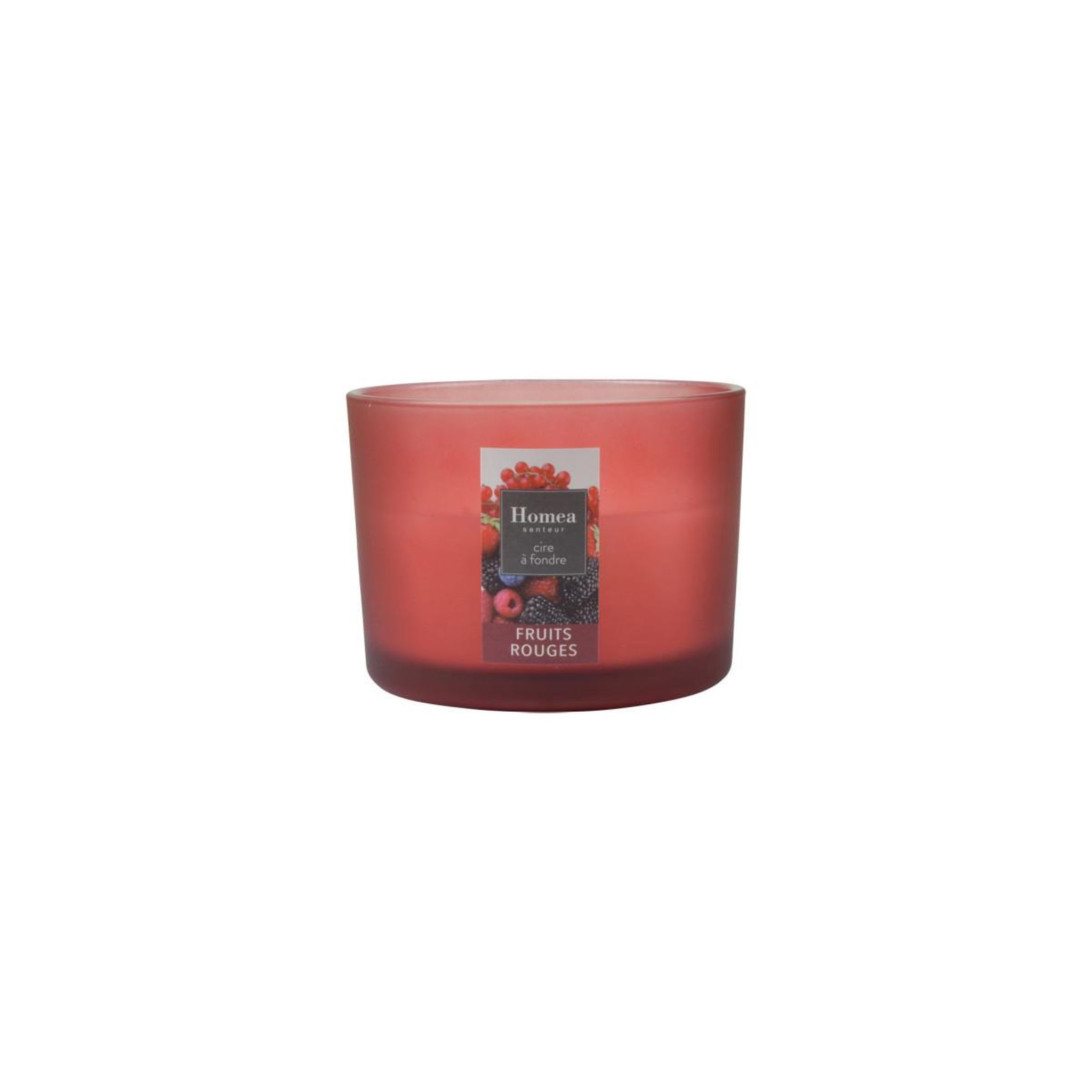 Voir la diapositive 2 : HOMEA Bougie verrine parfumée  essentiel ii  11cm fruits rouges