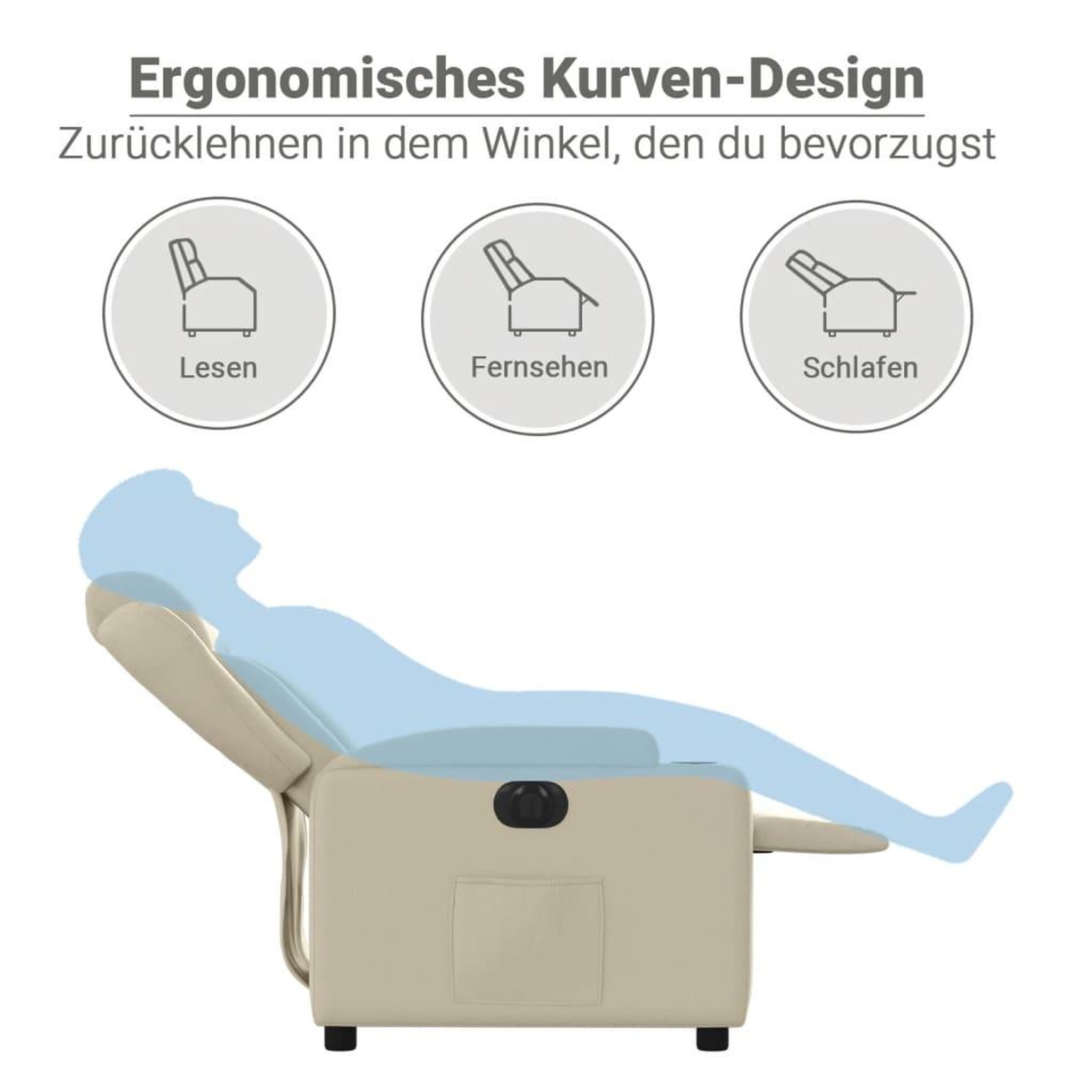 Voir la diapositive 6 : VIDAXL Fauteuil inclinable electrique Creme Similicuir