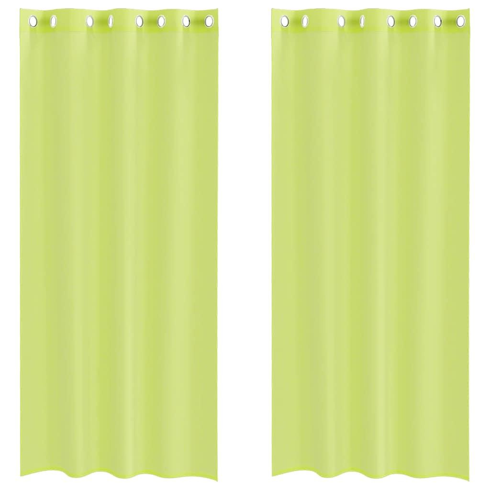 Voir la diapositive 2 : VIDAXL Rideaux en voile avec œillets 2 pcs vert pomme 140x225 cm