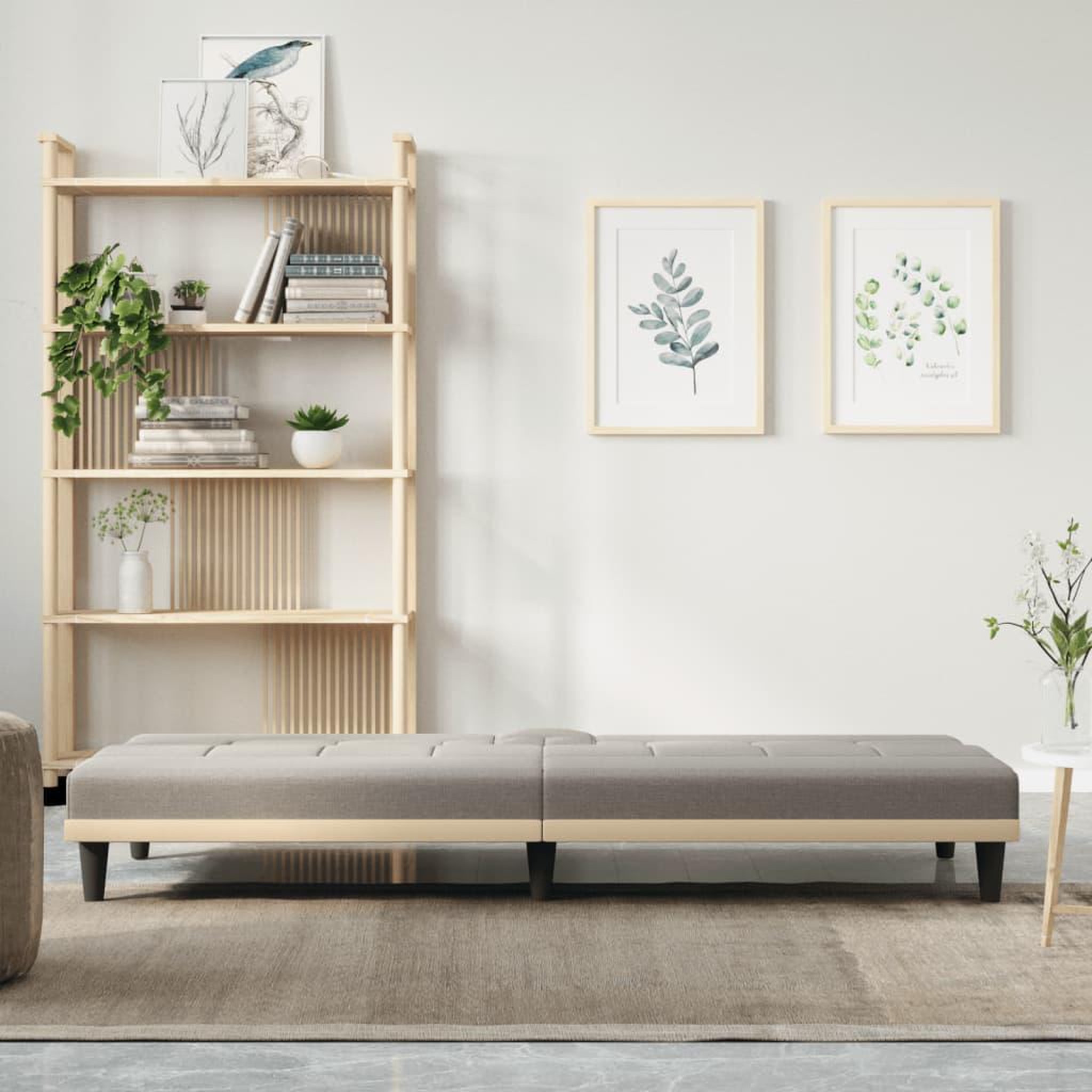 Voir la diapositive 3 : VIDAXL Canape-lit avec porte-gobelets taupe tissu