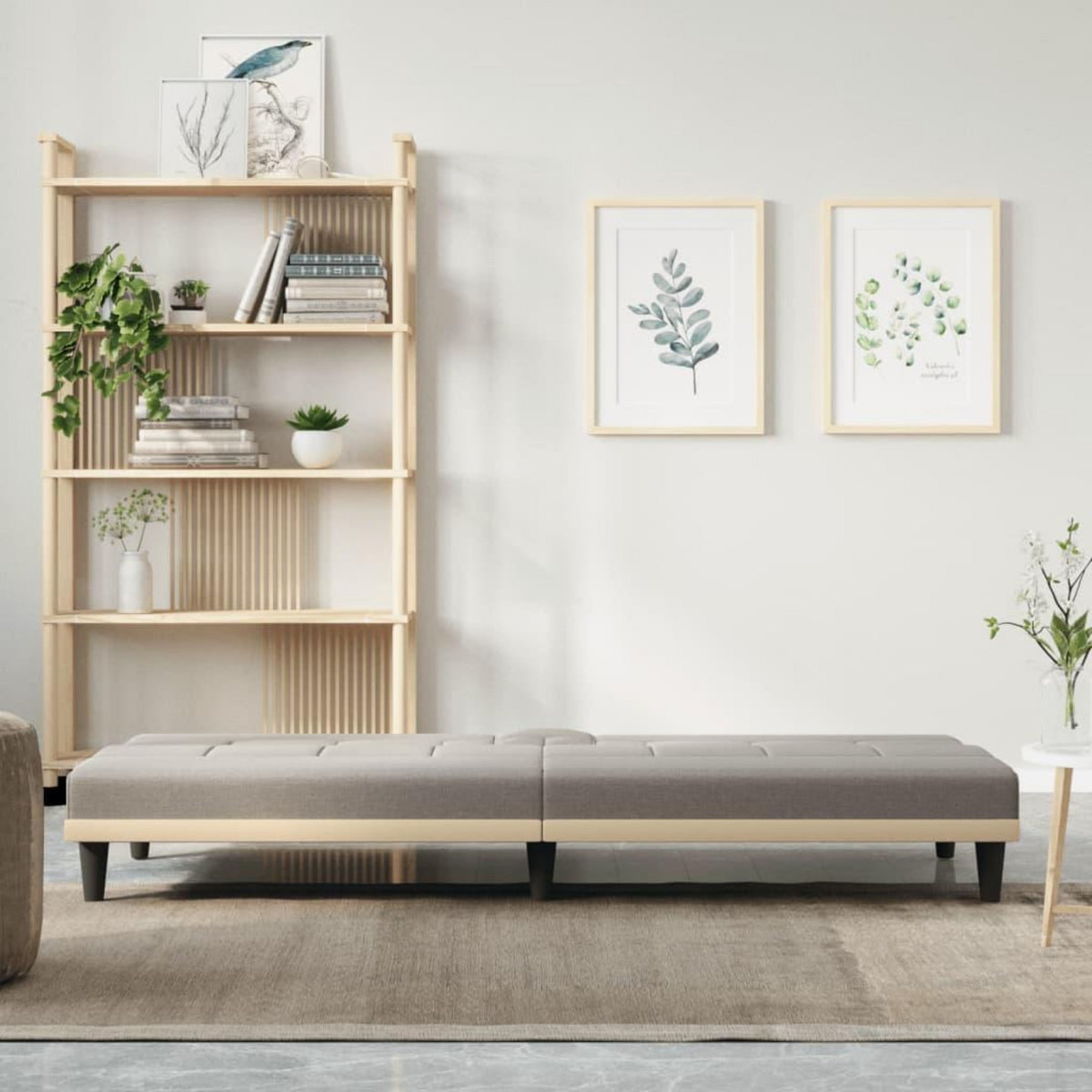VIDAXL Canape-lit avec porte-gobelets taupe tissu