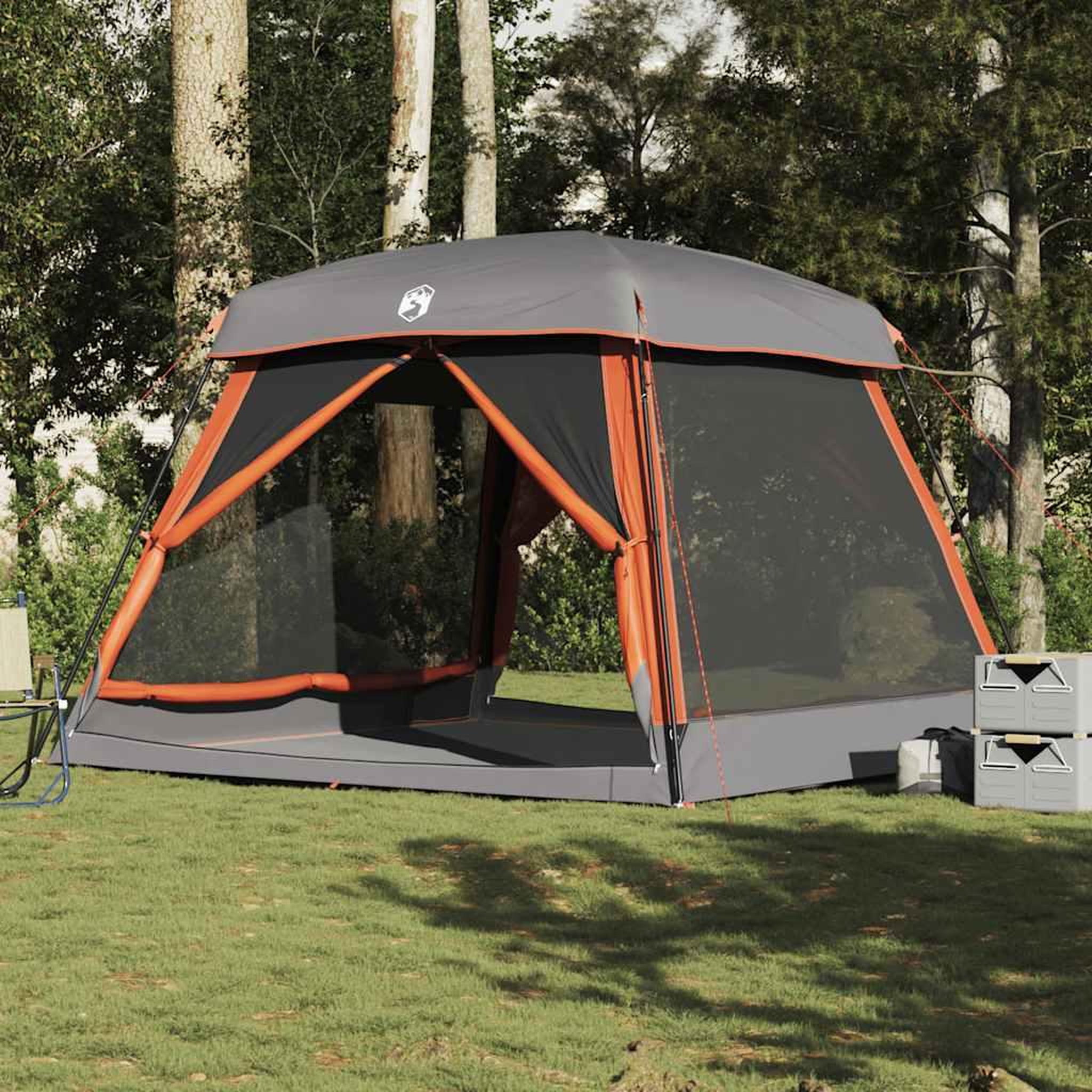 Voir la diapositive 4 : VIDAXL Tente de cabine familiale 6 personnes gris orange impermeable