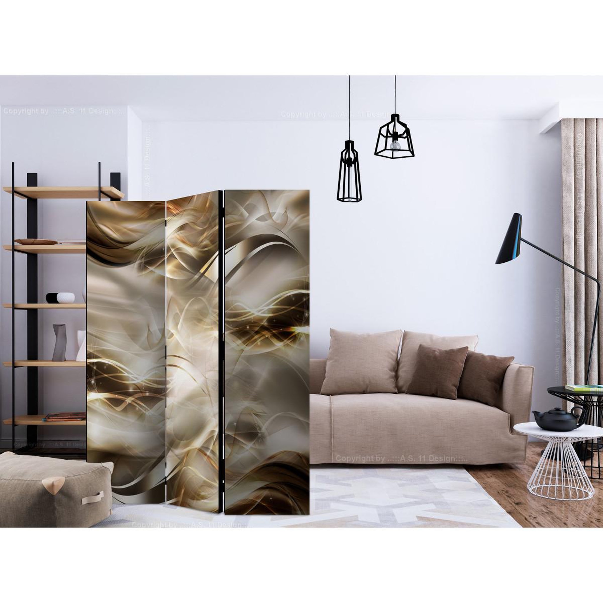 Voir la diapositive 2 : Paris Prix Paravent 3 volets  amber river  135x172cm