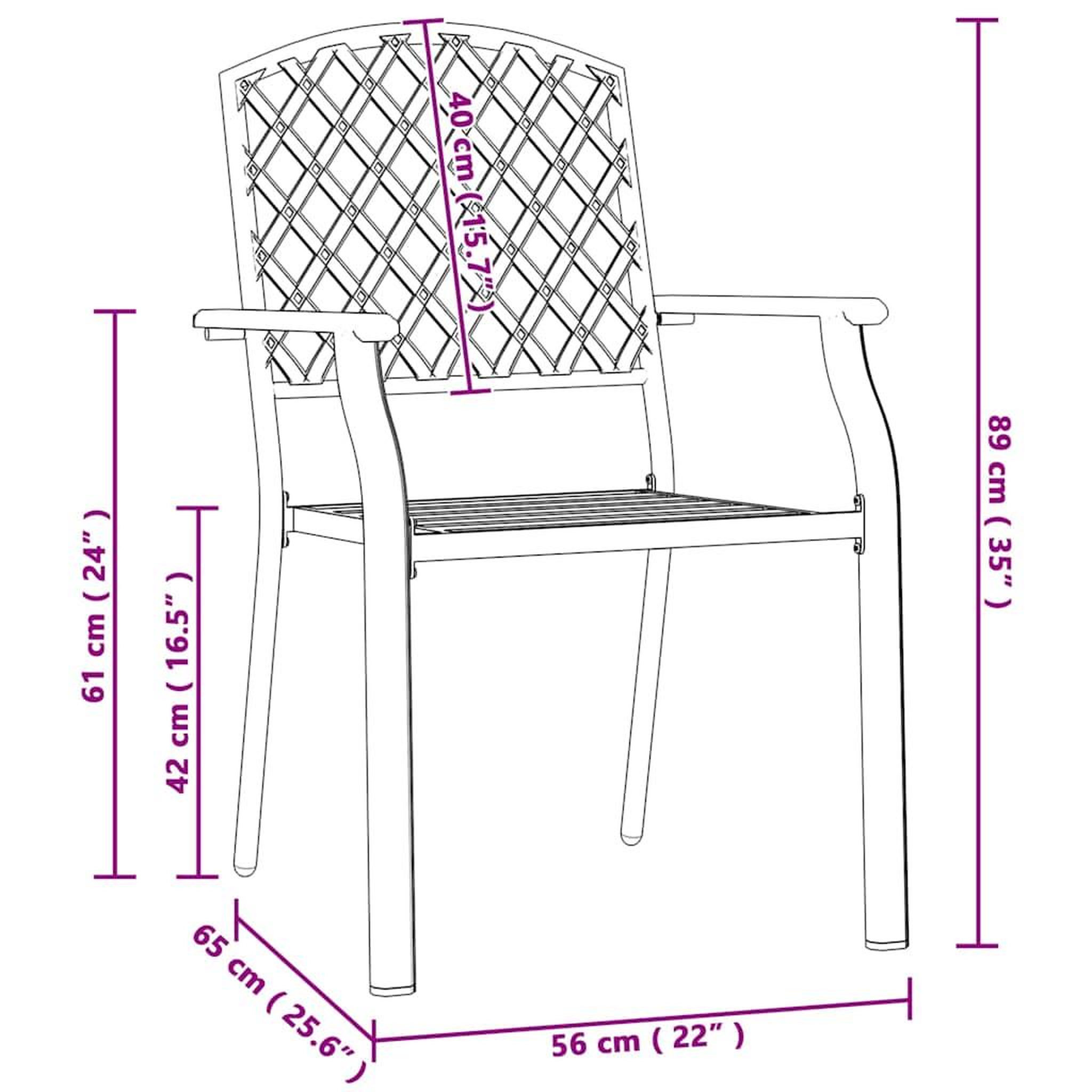 Voir la diapositive 6 : VIDAXL Chaises empilables d'exterieur lot de 2 acier anthracite