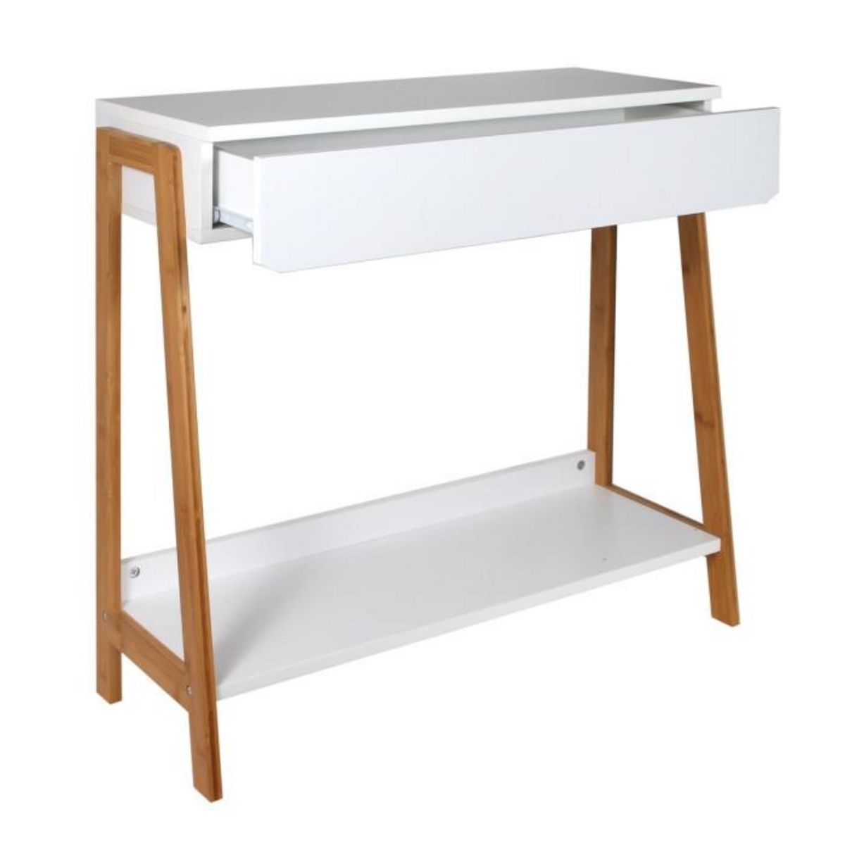 Paris Prix Console 1 Tiroir  Malaga  83cm Blanc & Naturel