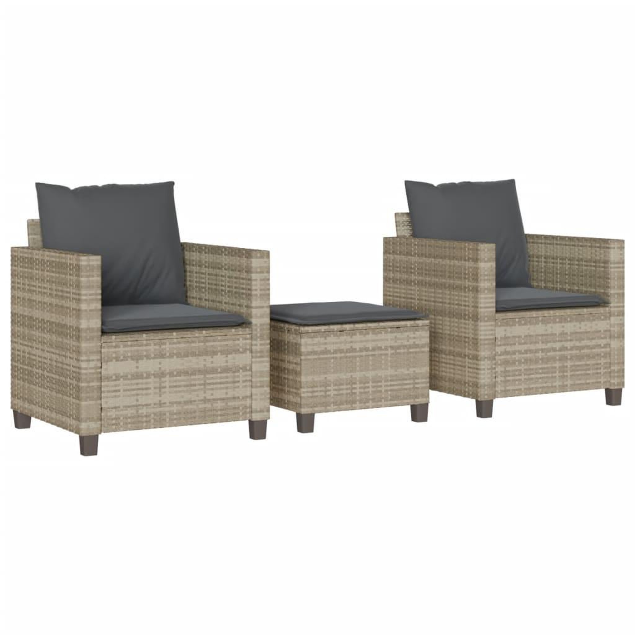 Voir la diapositive 2 : VIDAXL Ensemble de bistro 3 pcs et coussins gris clair resine tressee