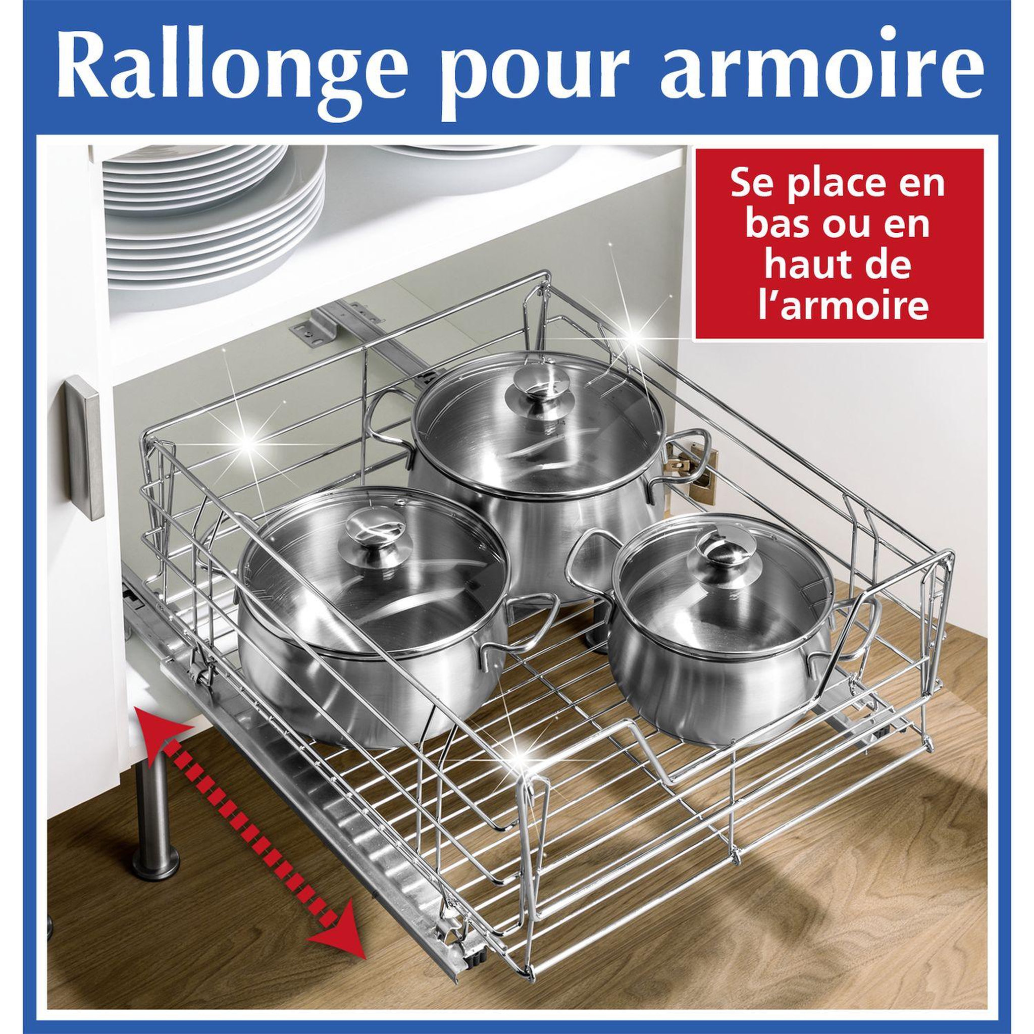 Voir la diapositive 2 : Wenko Système-Rallonge pour armoire Midi - Chromé