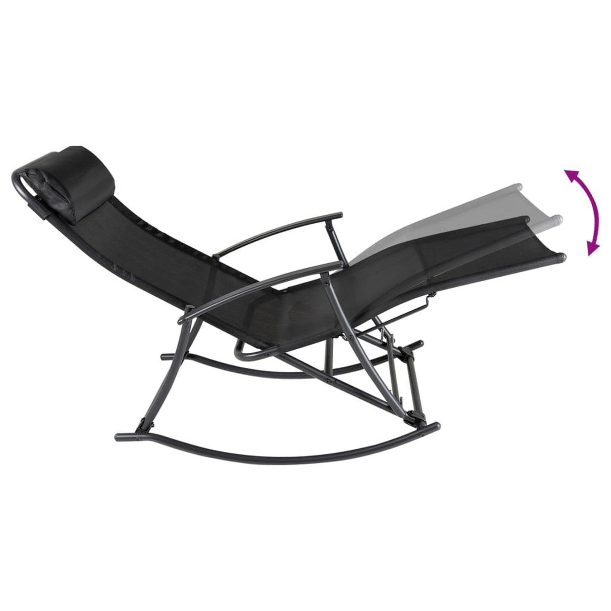 Voir la diapositive 4 : VIDAXL Chaise a bascule de jardin acier et textilene noir